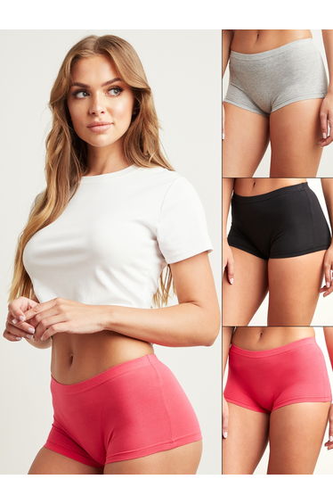 Pack of 3 - Solid Cotton Boyshorts