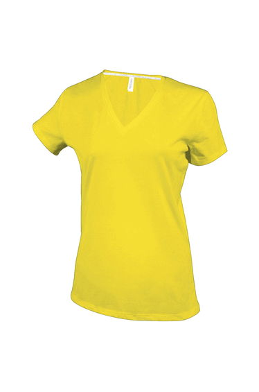 Kariban Womens/Ladies Feminine Fit Short Sleeve V Neck T-Shirt - Yellow