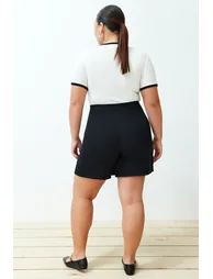 Black Zipper Detailed Short Skirt - 5
