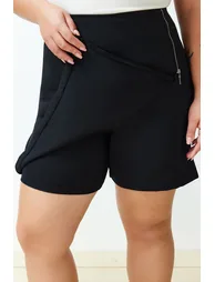 Black Zipper Detailed Short Skirt - 4