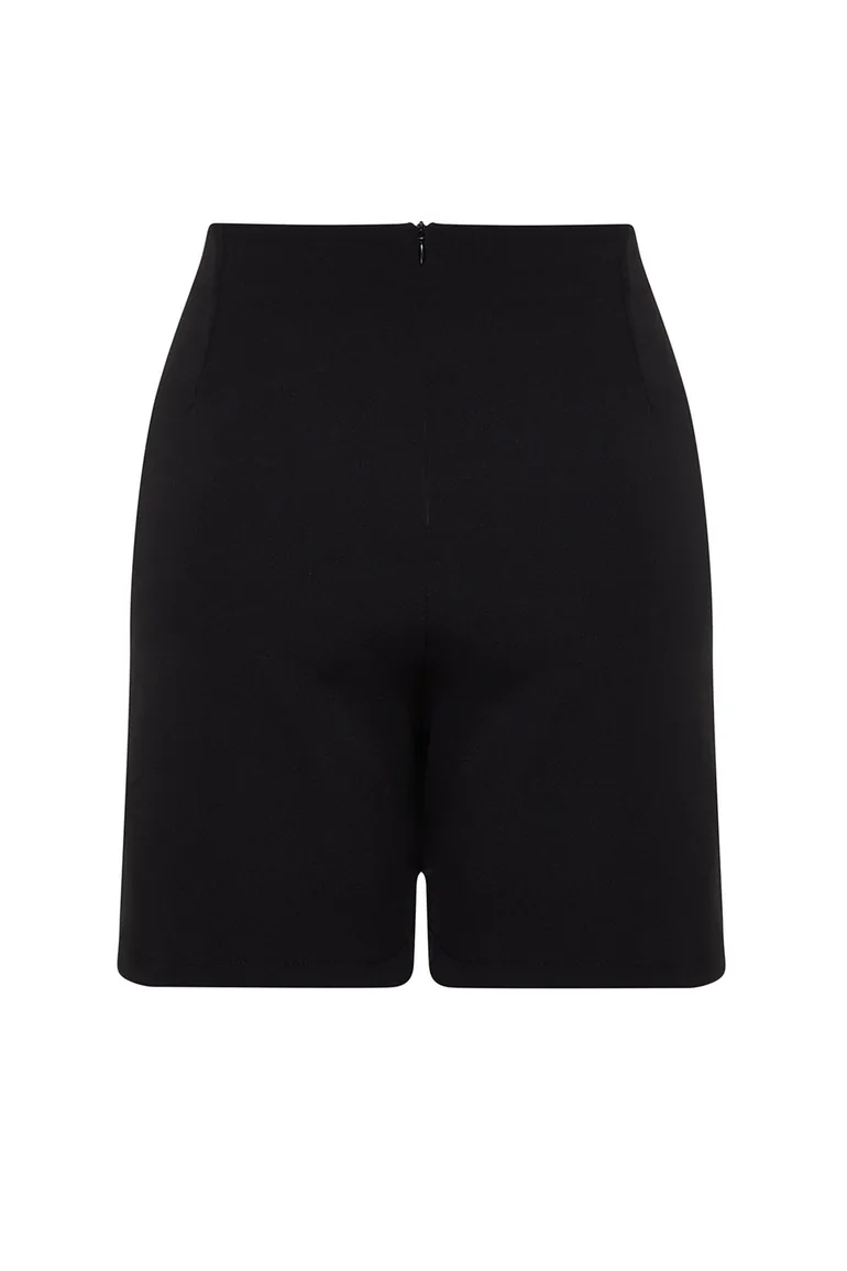 Black Zipper Detailed Short Skirt - 7