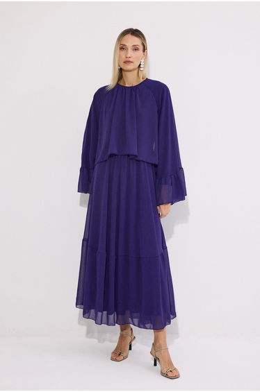 RUFFLED CHIFFON DRESS