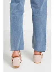 Wide Fit Samiyas Faux Suede Cross Strap Medium Block Heeled Sandals - 2