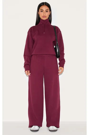 Petite Burgundy Straight Leg Joggers