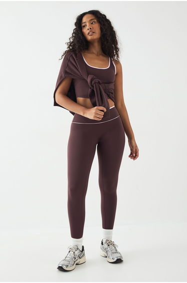 DSGN Studio Sports Sculpt Contrast Piping High Waist Legging - chocolate