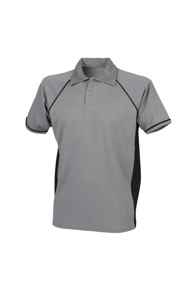 Finden & Hales Mens Piped Performance Sports Polo Shirt - Gunmetal Grey/Black