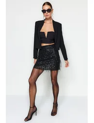Black Sequined Skirt - 2