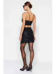 Black Sequined Skirt - 3