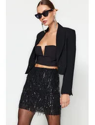 Black Sequined Skirt - 1