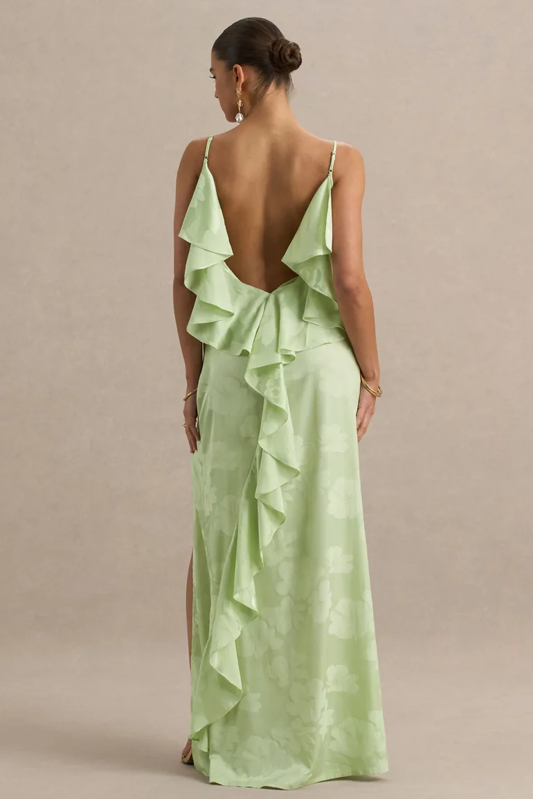 light green cowl neck dress Sage Green Cowl Lace-Up Maxi Dress | Womens | X-Small | 100% Polyester | Lulus | Homecoming