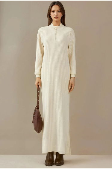 BDART Textured Knit Dress with Half Turtleneck and Zipper