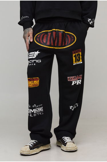 Tall Baggy Fit Moto Print Jogger - black