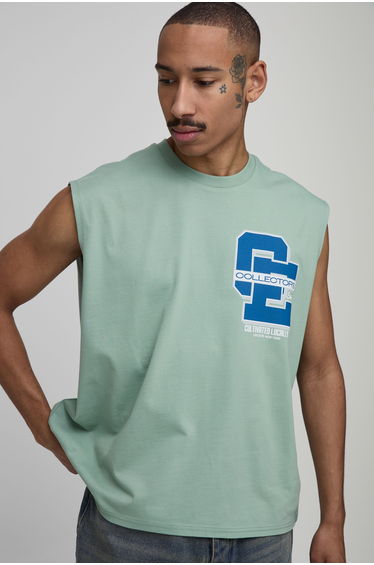 Collector's Edtn Printed Oversized Boxy Tank - dusty green