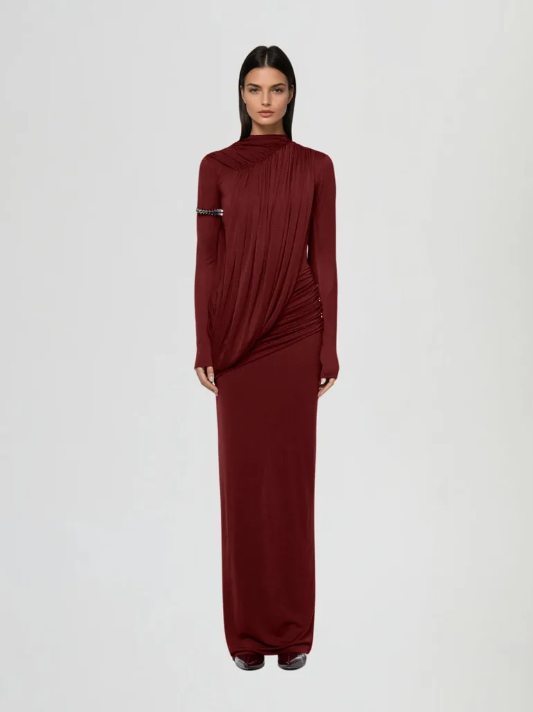 Diapason Asymmetric Ruched Maxi Dress