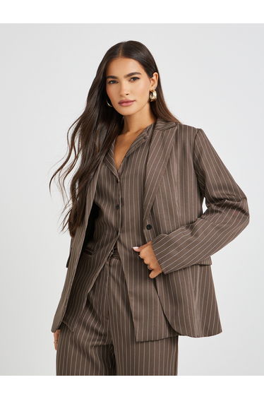 Striped Regular Fit Regular Length Blazer