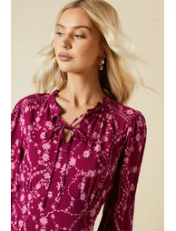 Berry Floral Lace yoke midaxi dress - 3