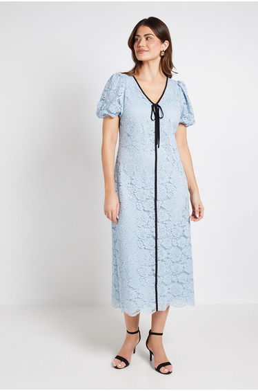Lace Contrast Column Dress