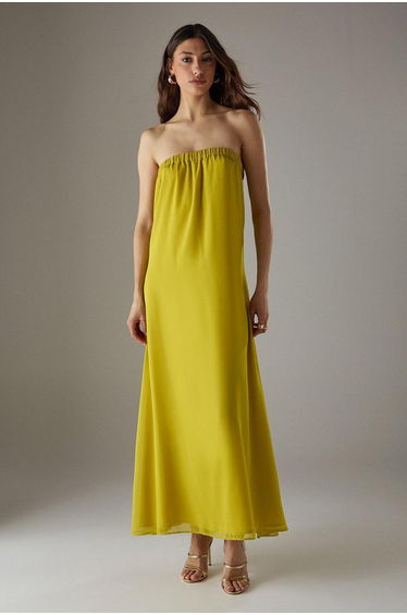 Yoryu Chiffon Elasticated Back Bandeau Maxi Dress