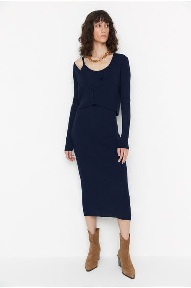 Navy Bodycon Midaxi Dress