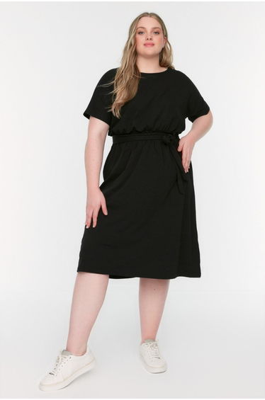 Black Plus A-Line Midi Dress