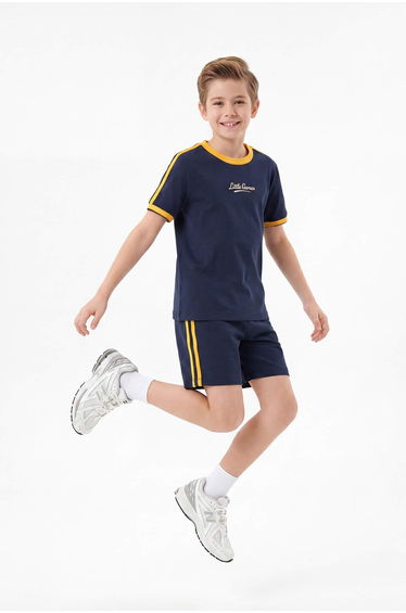 Navy Blue Plain Knitted Bottom - Top Set