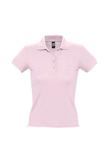 SOLS Womens/Ladies People Pique Short Sleeve Cotton Polo Shirt - Pale Pink