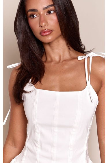 Petite White Strappy Corset Shift Mini Dress product thumbnail 4