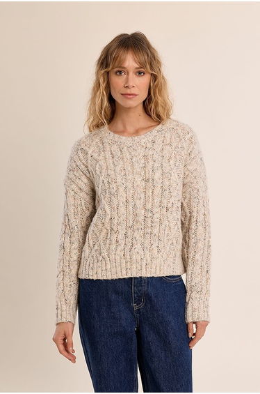 Cable Knit Jumper with Crew Neck