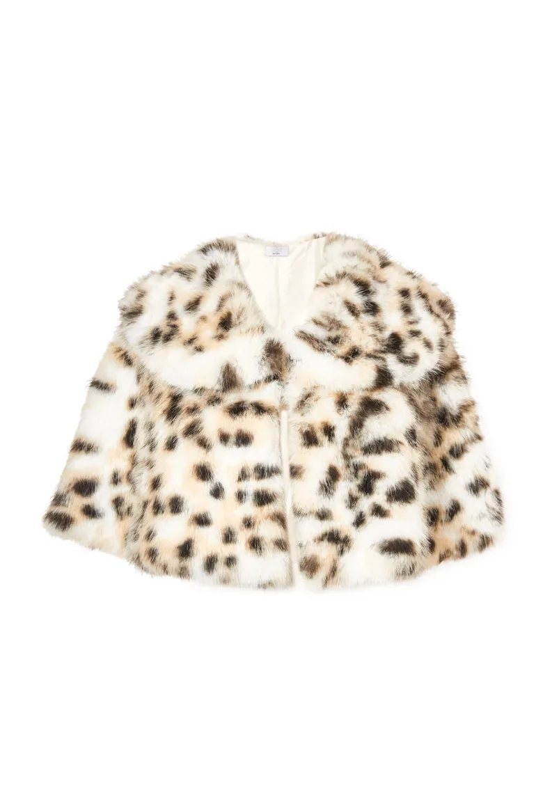 Leopard Print Collared Faux Fur Wrap - 1