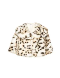 Leopard Print Collared Faux Fur Wrap - 1
