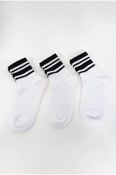 Men's Striped Short 3-Piece Ankle Socks Set