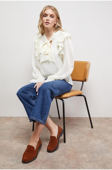 Beth Suede Grandad Penny Loafers