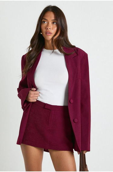 Tailored Mini Skort - burgundy