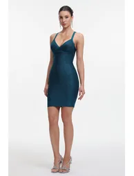 Maryam Metallic Blue Cocktail Dress