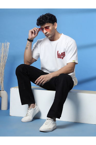Rigo Men White Terry Oversized Printed T-shirt