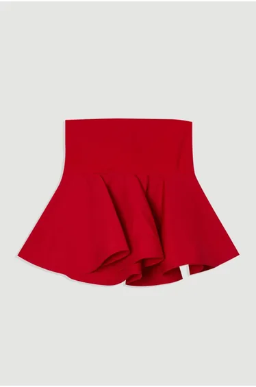 Ruffle Hem Ponte And Cotton Jersey Bandeau Top