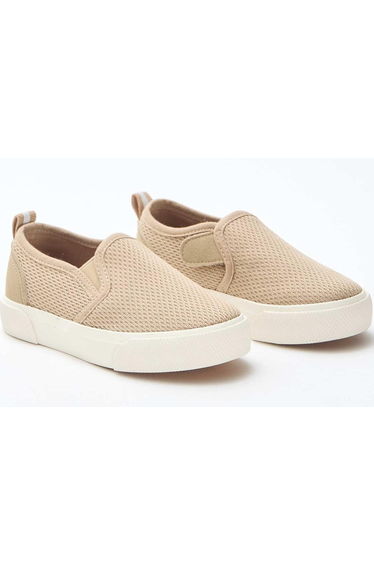 Solid Mesh Slip-On Sneakers BEIGE
