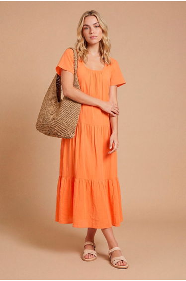 Scoop Neck Tiered Dress