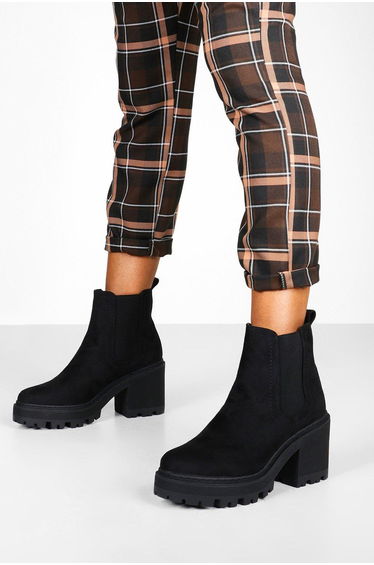 Chunky Block Heel Chelsea Boots - black