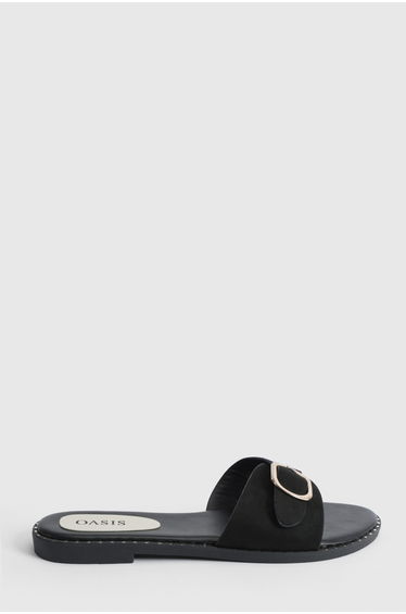 Billie Faux Suede Buckle Detail Sliders