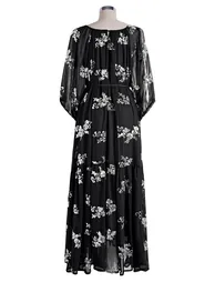 فستان شيك ويش أسود ماكسي على شكل حرف A بطبعة أزهار - 10