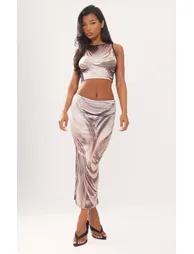 Black Slinky Body Print Midaxi Skirt