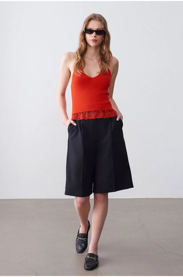 Dilvin Sleeveless Ribbed Halterneck Blouse