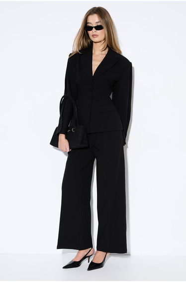 Premium Pleat Front Wide Leg Trousers