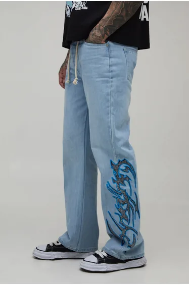 بنطلون بوهو أزرق بوت كت