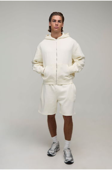 Baggy Drop Crotch Mid Length Short - ecru