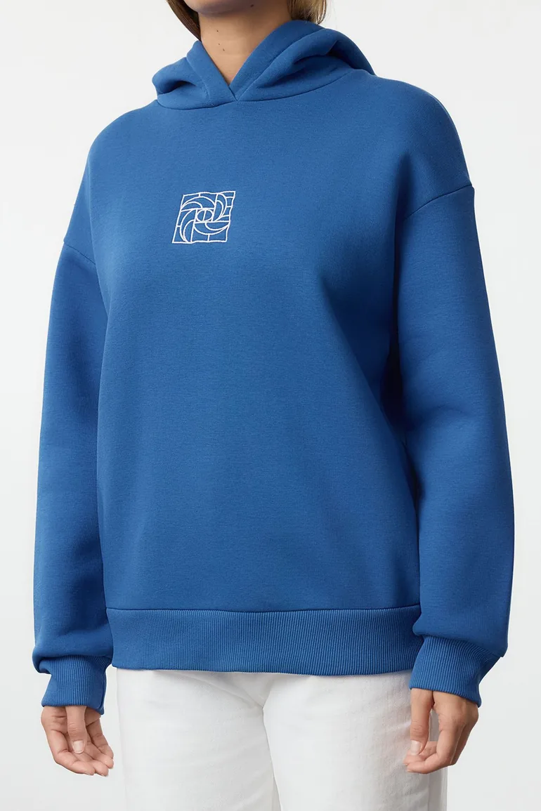 Saks Oversize/Wide Fit Embroidered Thick Fleece Inside Knitted - 3