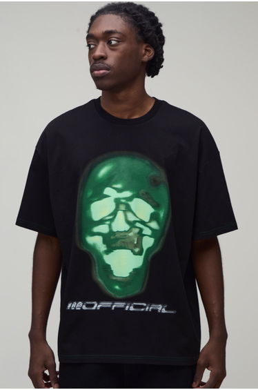 Afterlight Skeleton Printed Short Sleeve T-shirt - black