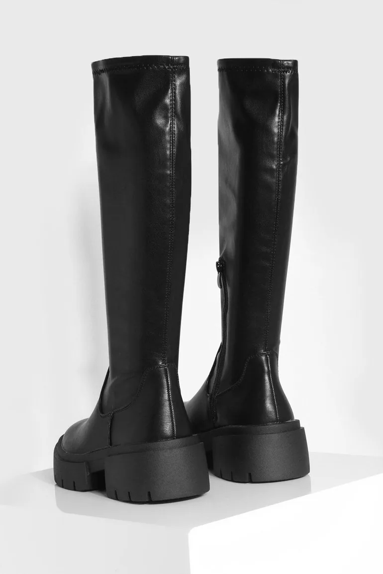 Chunky Knee High Boots - black - 3