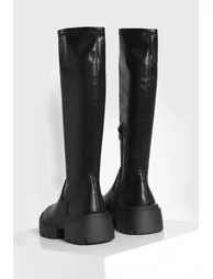 Chunky Knee High Boots - black - 3